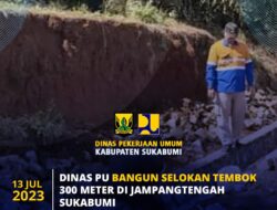 Dinas PU Kab Sukabumi Bangun Selokan Tembok di Jampangtengah