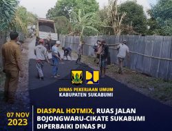 Ruas Jalan Bojongwaru- Cikate Bojongkembar di Hotmix Dinas PU Kab Sukabumi