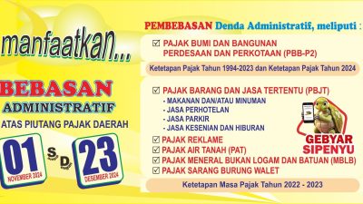 Ayo Manfaatkan Layanan Pembebasan Sanksi Administrasi Berupa Denda Atau Piutang Pajak Daerah.