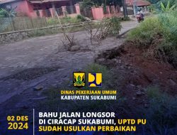 Longsor di Bahu Jalan Cidahu, Ini Kata UPTD PU Kab Sukabumi.