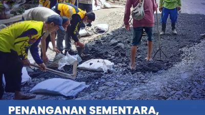 Dinas PU Kabsi Lakukan Penanganan Sementara Kerusakan Jalan Tanjakan Pasirpanjang