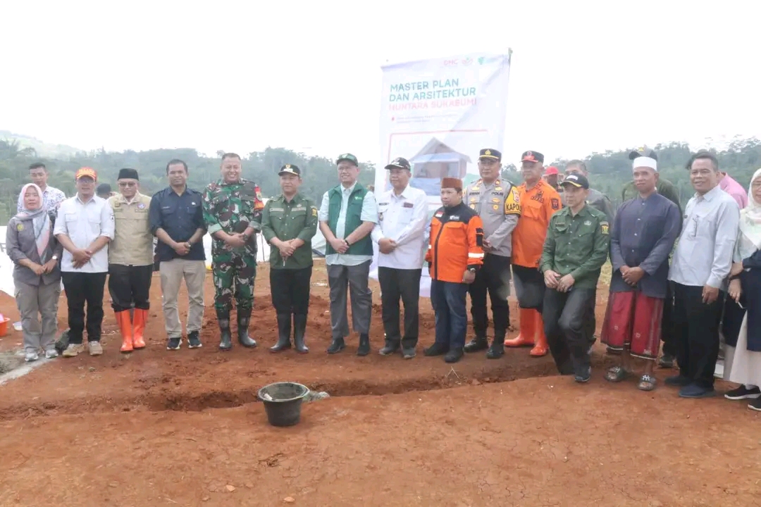 Peletakan Batu Pertama Huntara Di Lengkong, Wabup Apresiasi Peran Semua Pihak