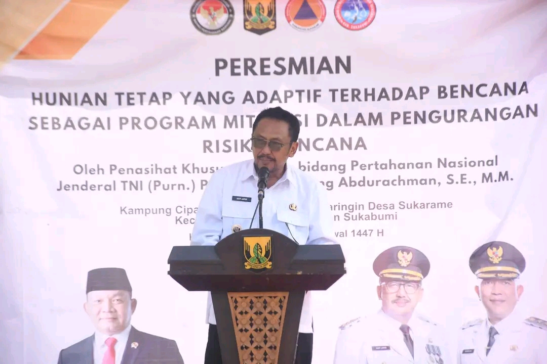Bupati Sukabumi Dampingi Penasihat Khusus Presiden Resmikan Huntap adaptif Bencana