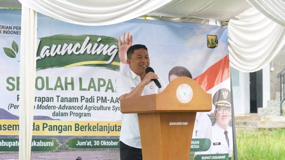 Wabup Launching Sekolah Lapang Penerapan TanamPadi PM-AAS Di Cijambe Girang Cisaat